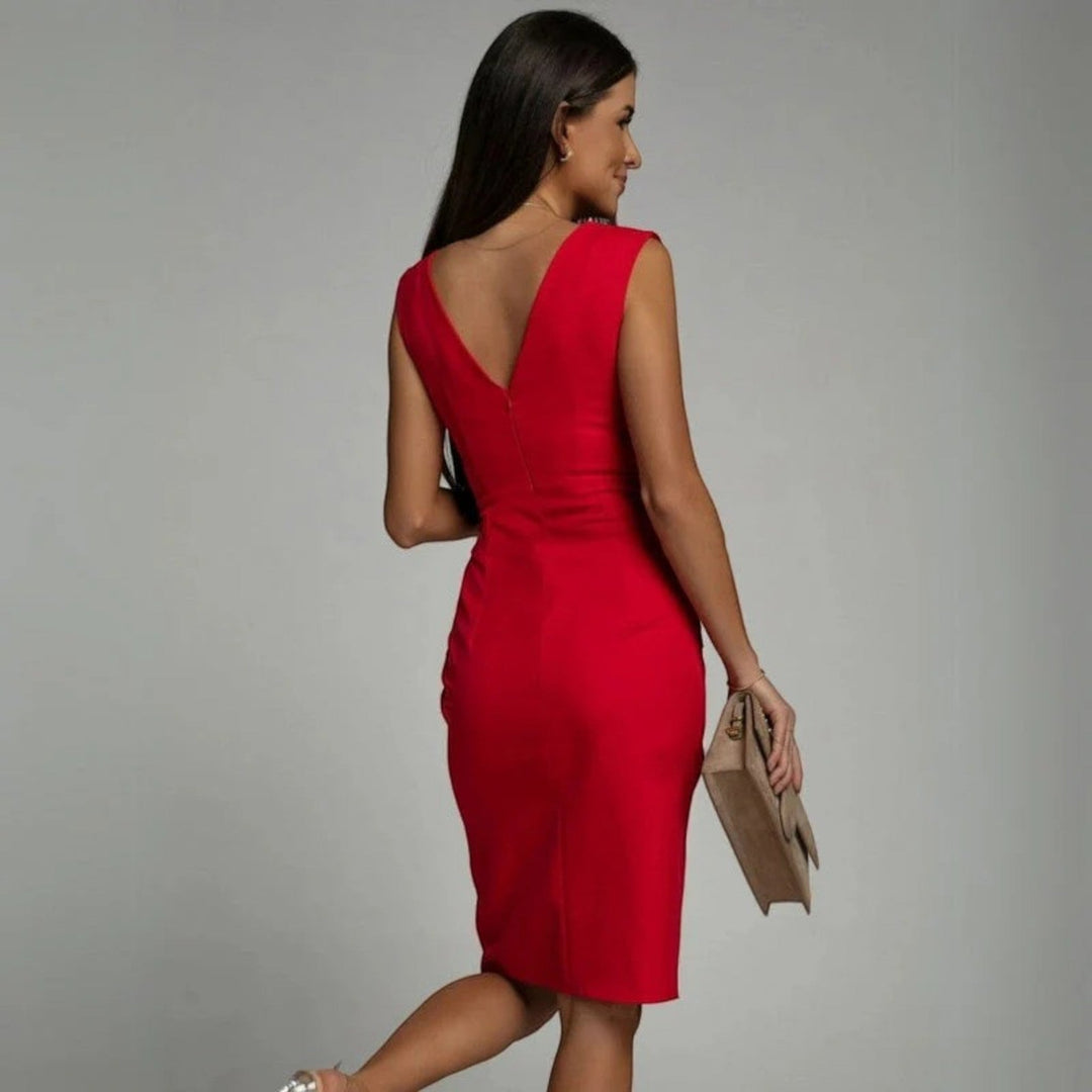 Coralie | Vestito Elegante Senza Maniche Con Scollo A V Da Donna | Midi