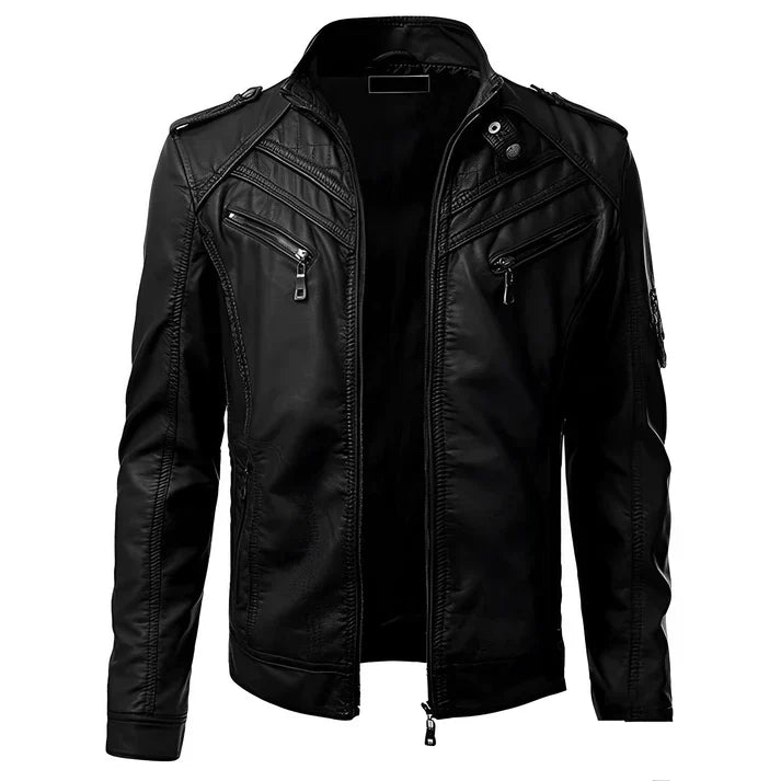 Chaqueta Biker de Piel para Hombre | Con Muchos Bolsillos