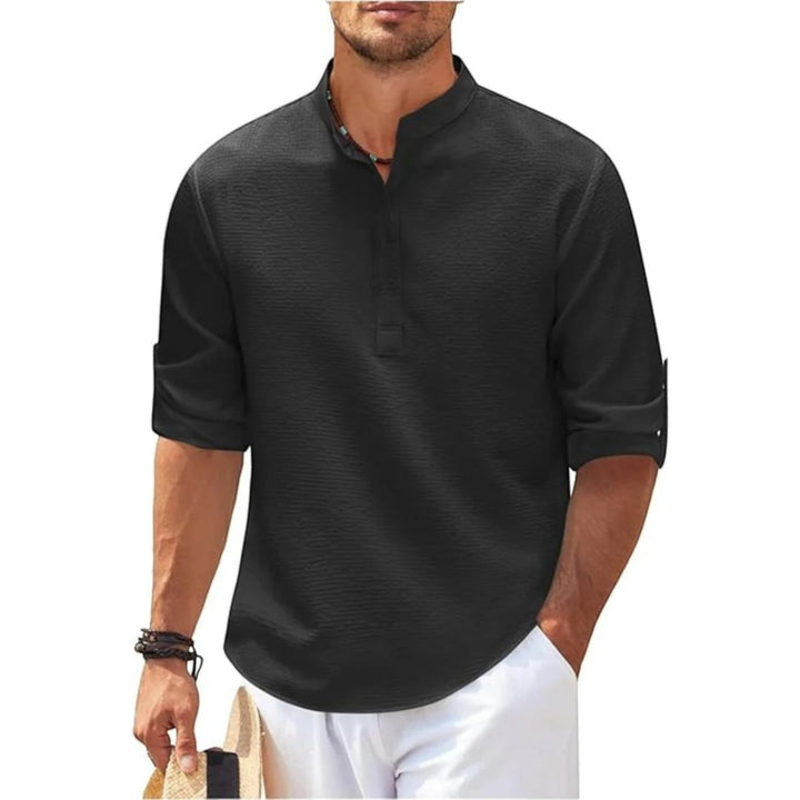 Pascal | Camisa de verano con cuello alto para hombre | Mangas largas