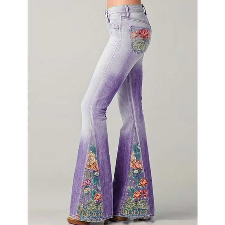Jeans de mujer con bordado floral | acampanados