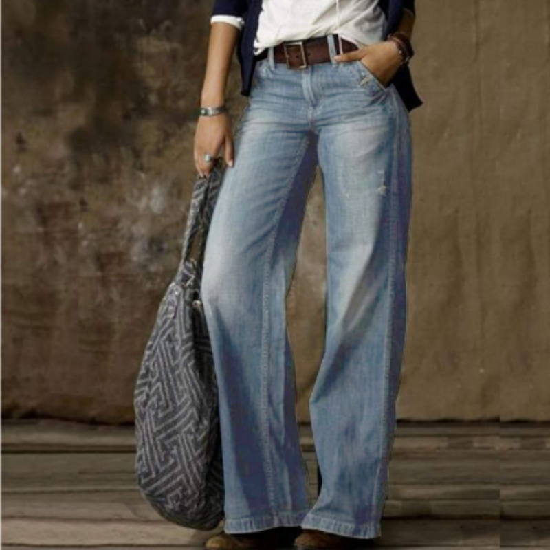 Jeans de cintura alta para mujer | pierna ancha