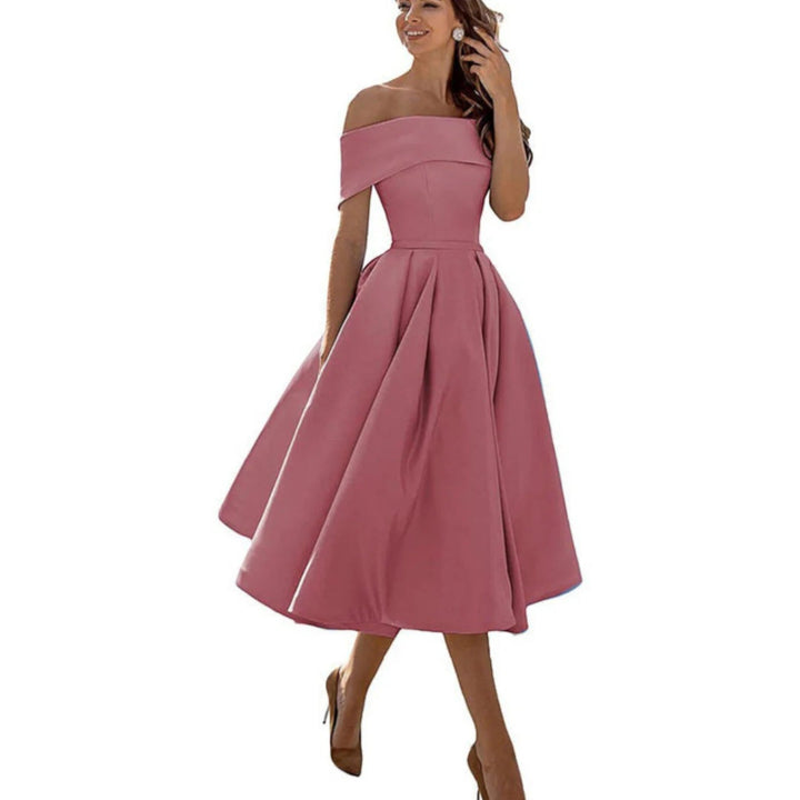 Amira | Abito Da Cocktail Con Spalle Scoperte Da Donna | Midi