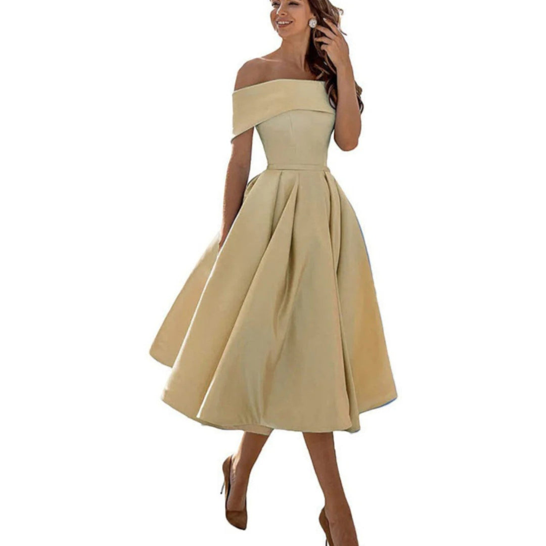 Amira | Abito Da Cocktail Con Spalle Scoperte Da Donna | Midi