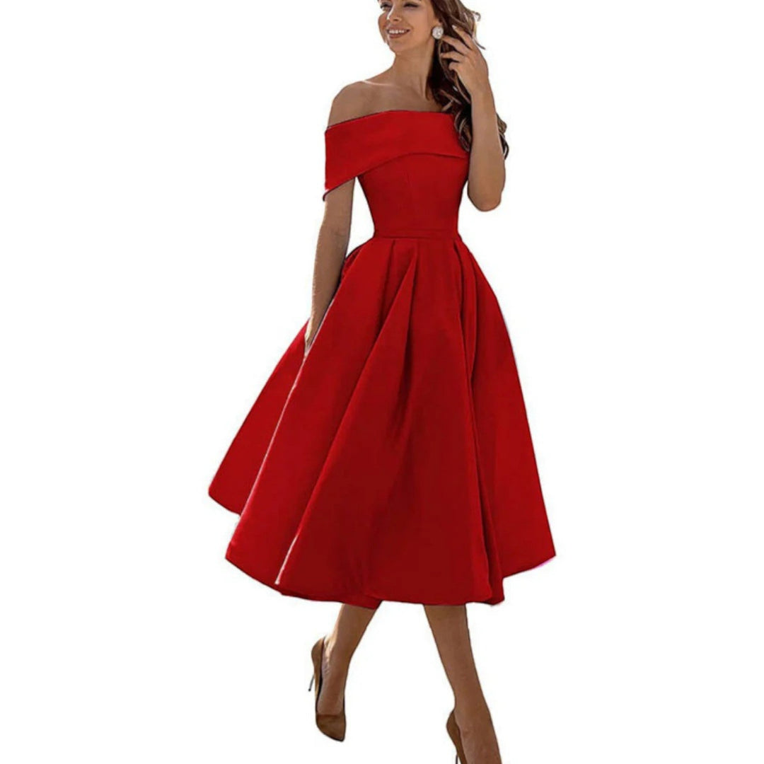 Amira | Abito Da Cocktail Con Spalle Scoperte Da Donna | Midi