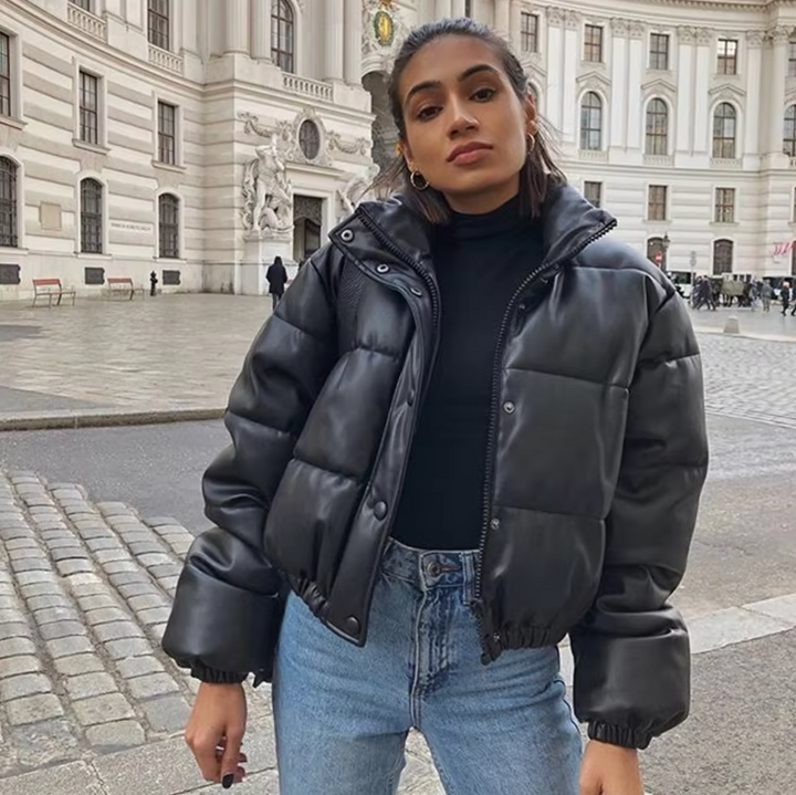 Giacca Corta Invernale In Pelle Da Donna | Maniche Lunghe