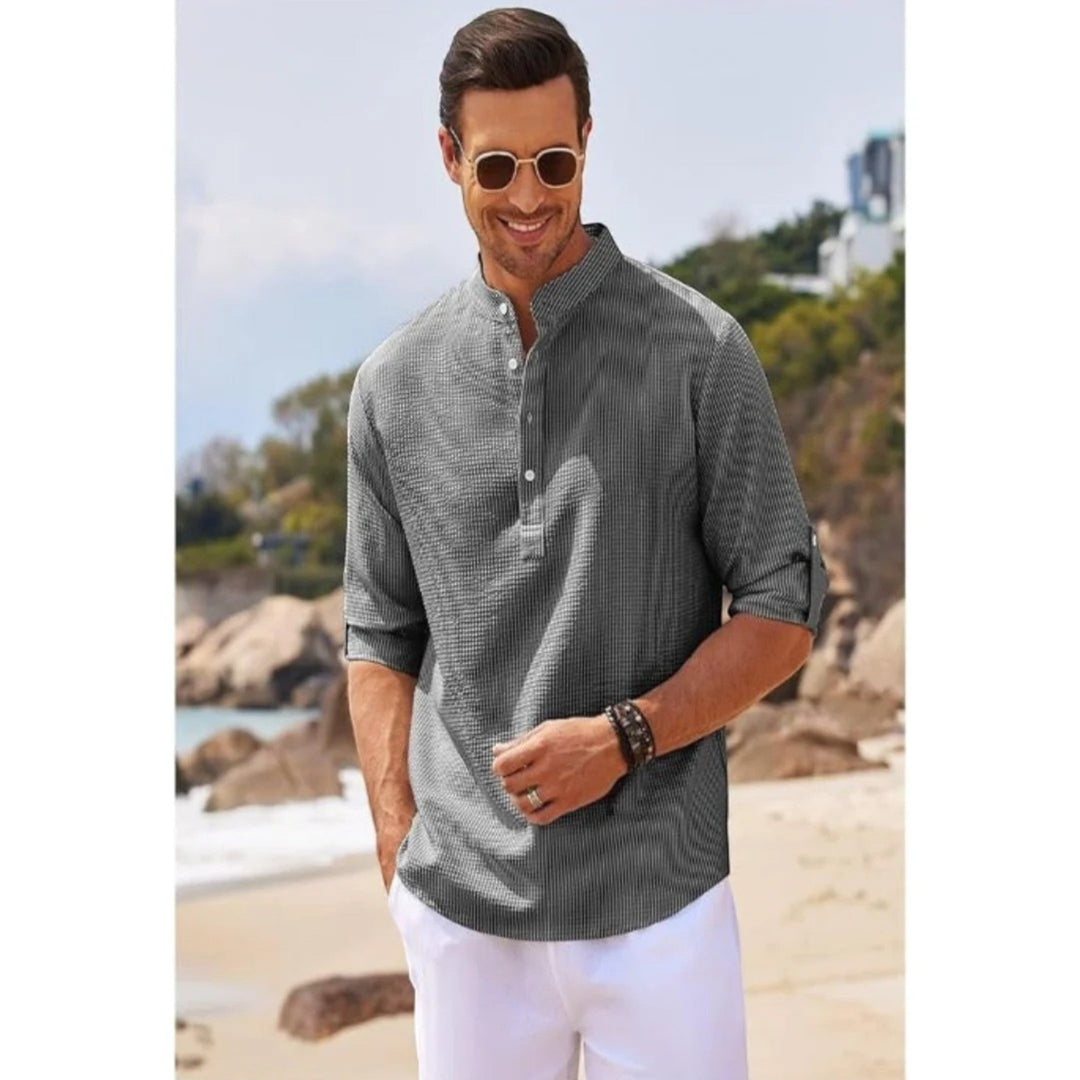 Pascal | Camisa de verano con cuello alto para hombre | Mangas largas