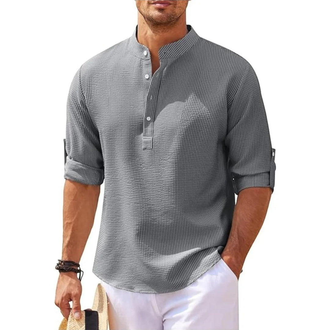 Pascal | Camisa de verano con cuello alto para hombre | Mangas largas