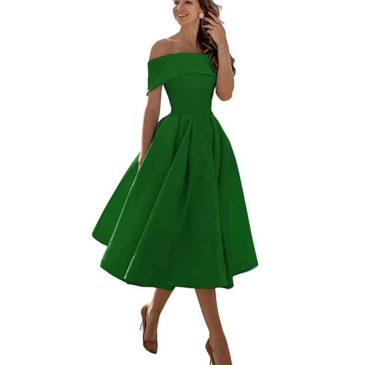 Amira | Abito Da Cocktail Con Spalle Scoperte Da Donna | Midi