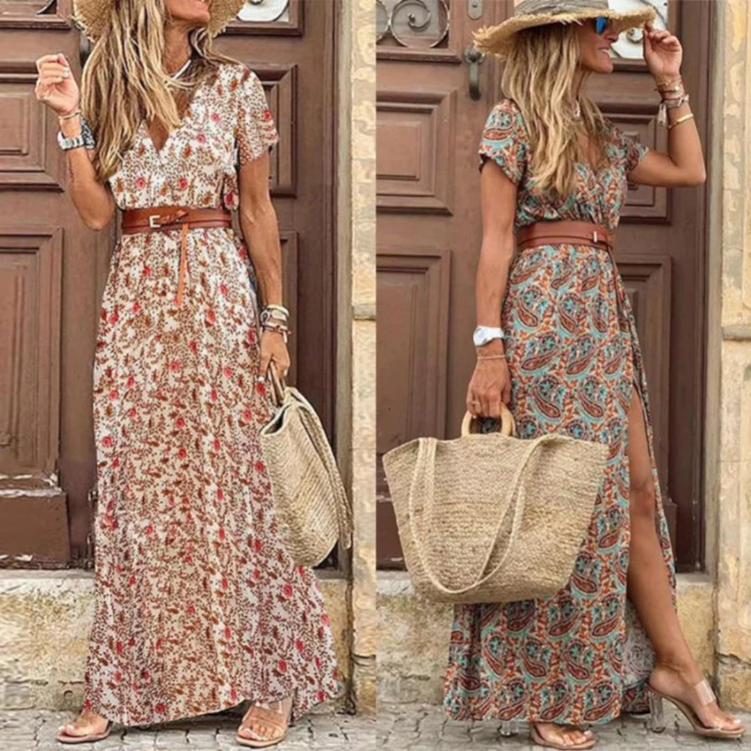 Aurora | Abito Estivo Bohémien Con Scollo A V Per Donna | Maxi