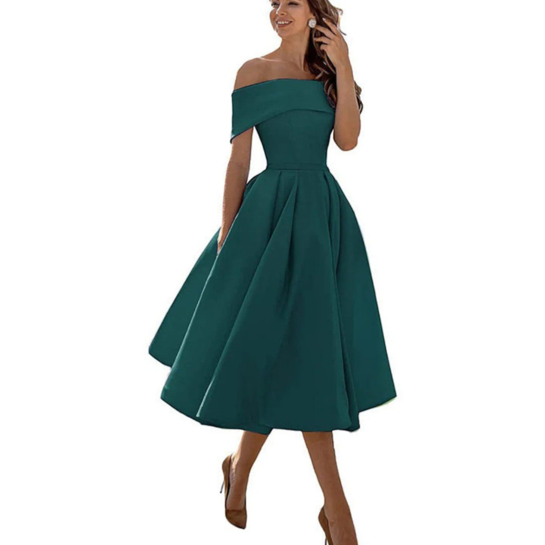 Amira | Abito Da Cocktail Con Spalle Scoperte Da Donna | Midi