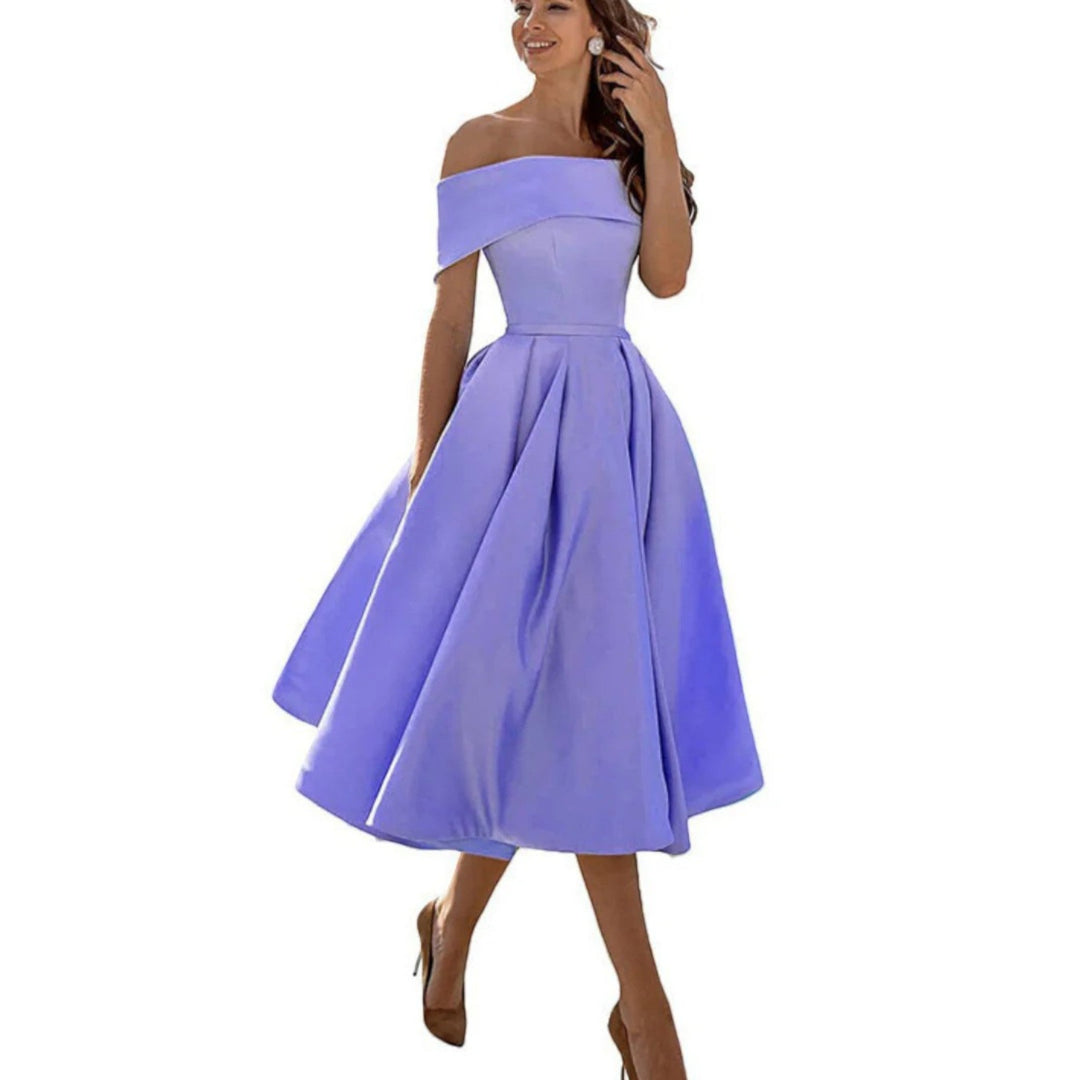 Amira | Abito Da Cocktail Con Spalle Scoperte Da Donna | Midi