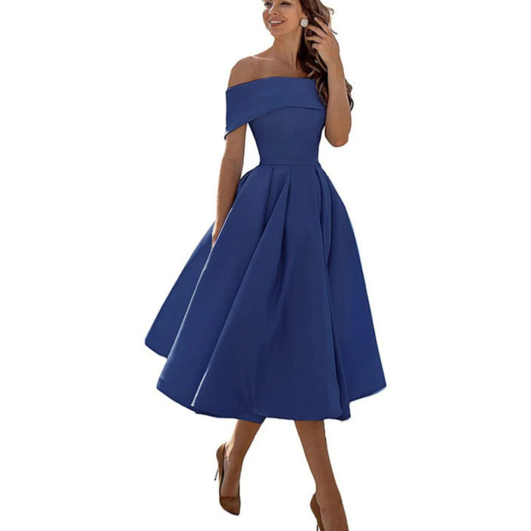 Amira | Abito Da Cocktail Con Spalle Scoperte Da Donna | Midi