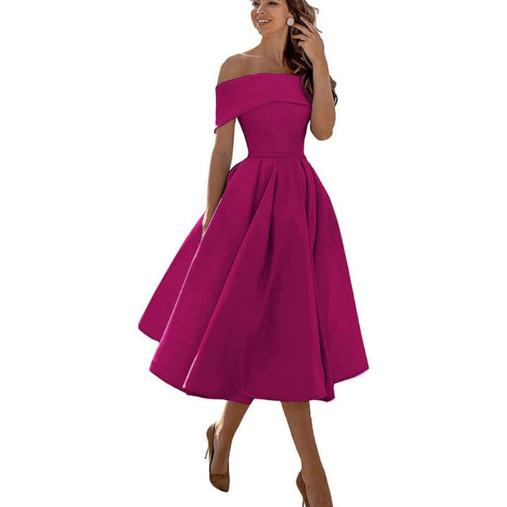 Amira | Abito Da Cocktail Con Spalle Scoperte Da Donna | Midi