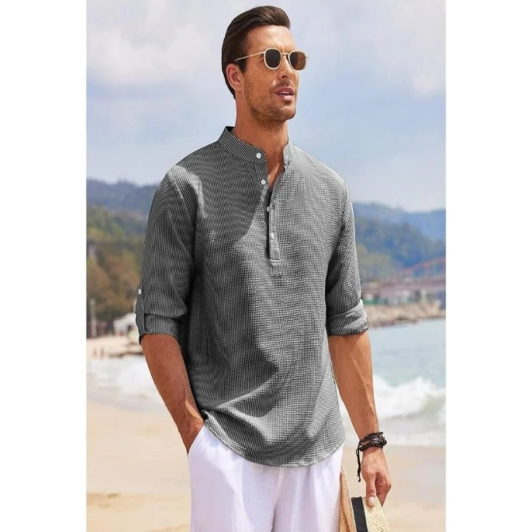Pascal | Camisa de verano con cuello alto para hombre | Mangas largas