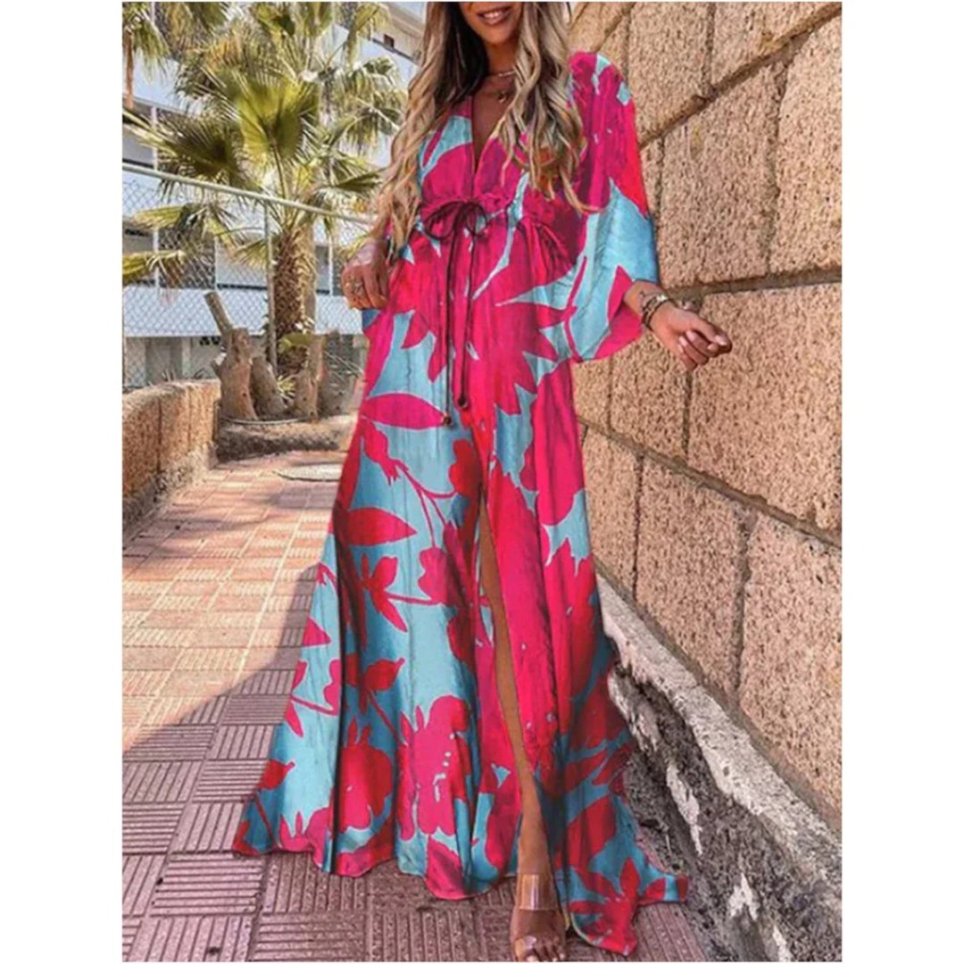 Elisa | Abito Bohémien Con Scollo A V Per Donna | Maxi