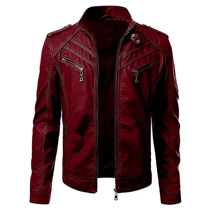 Chaqueta Biker de Piel para Hombre | Con Muchos Bolsillos