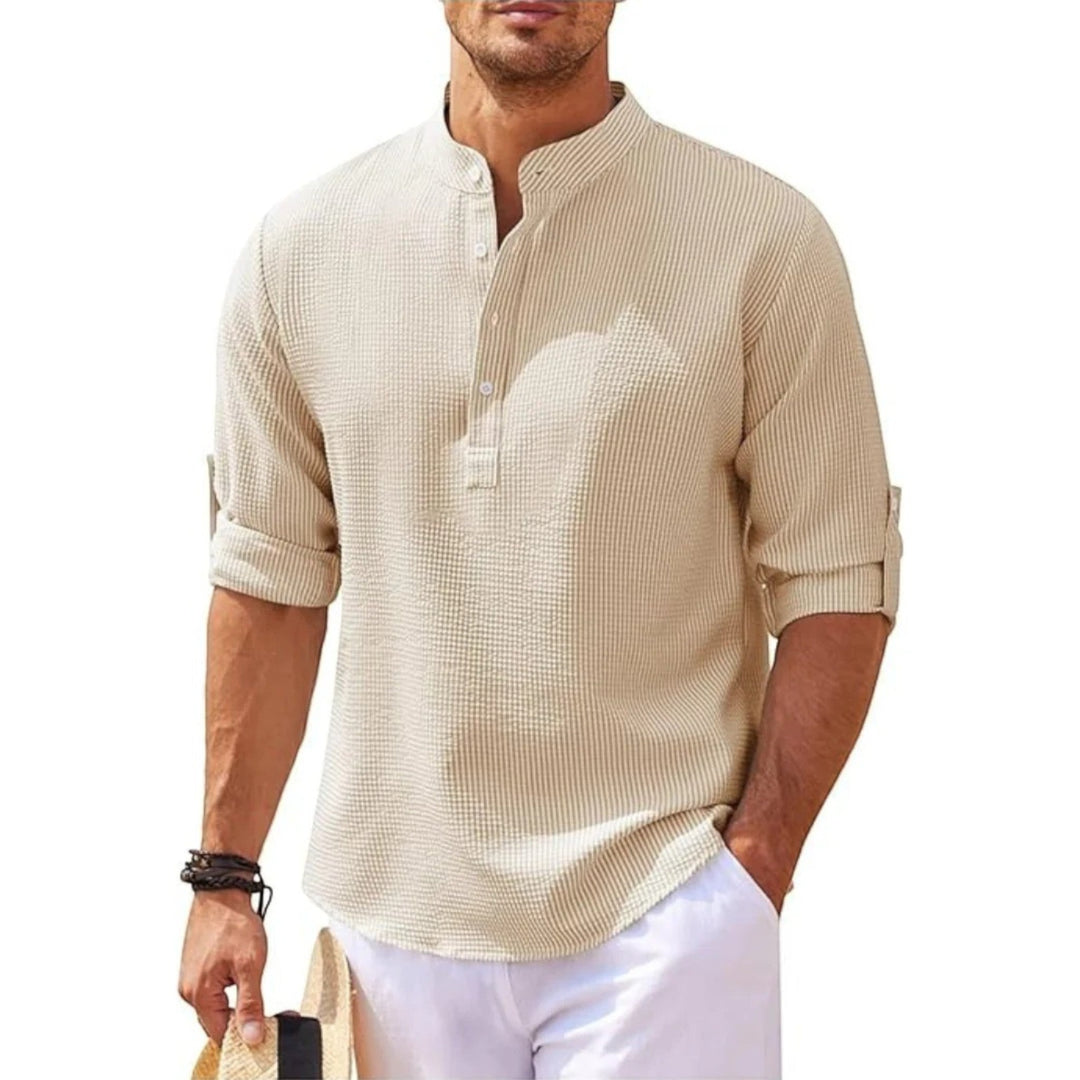 Pascal | Camisa de verano con cuello alto para hombre | Mangas largas