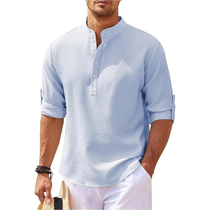 Pascal | Camisa de verano con cuello alto para hombre | Mangas largas