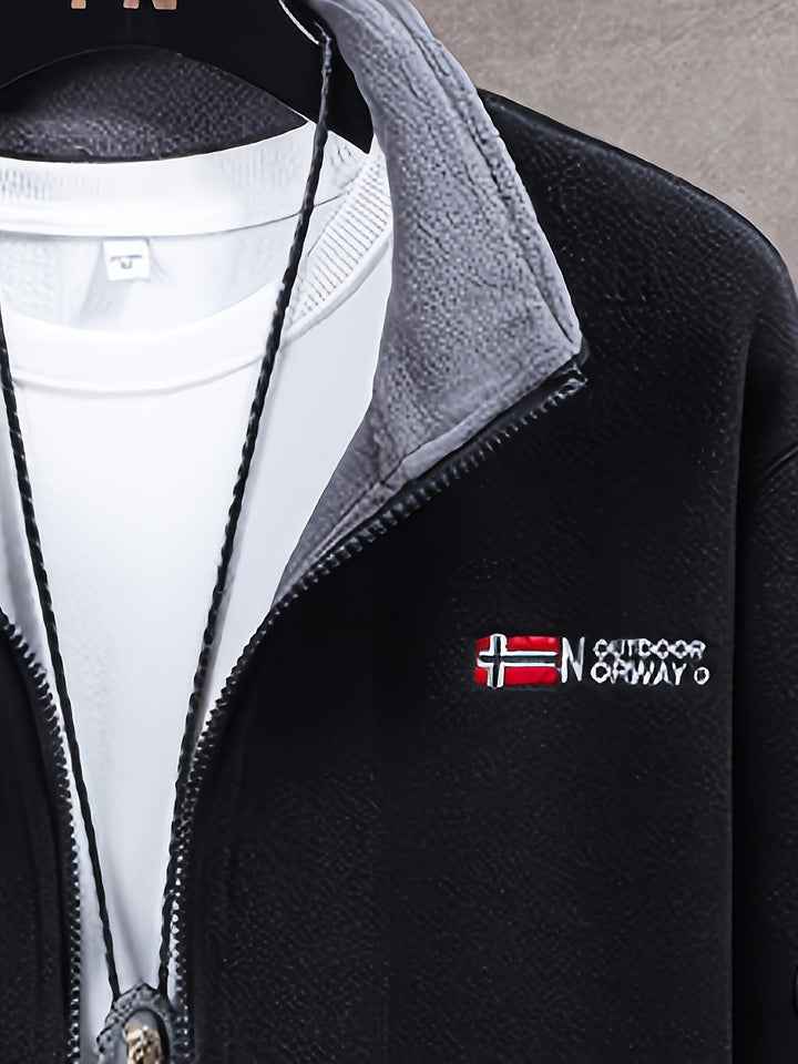 Chaqueta de forro polar para hombre de exterior | Con cuello