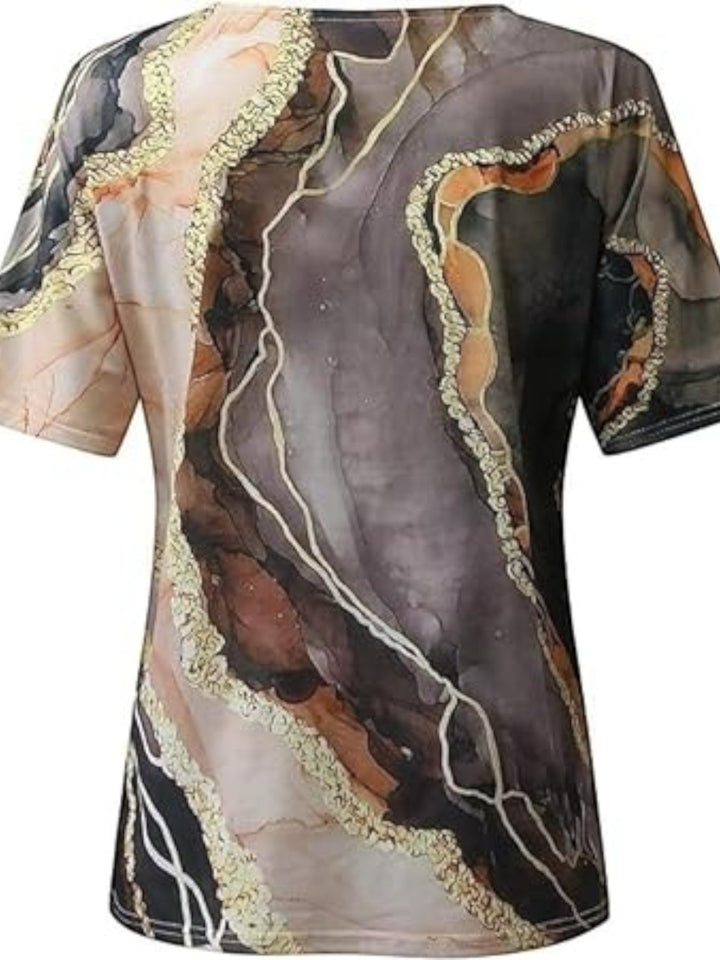 Top bohemio con escote en V para mujer | manga corta