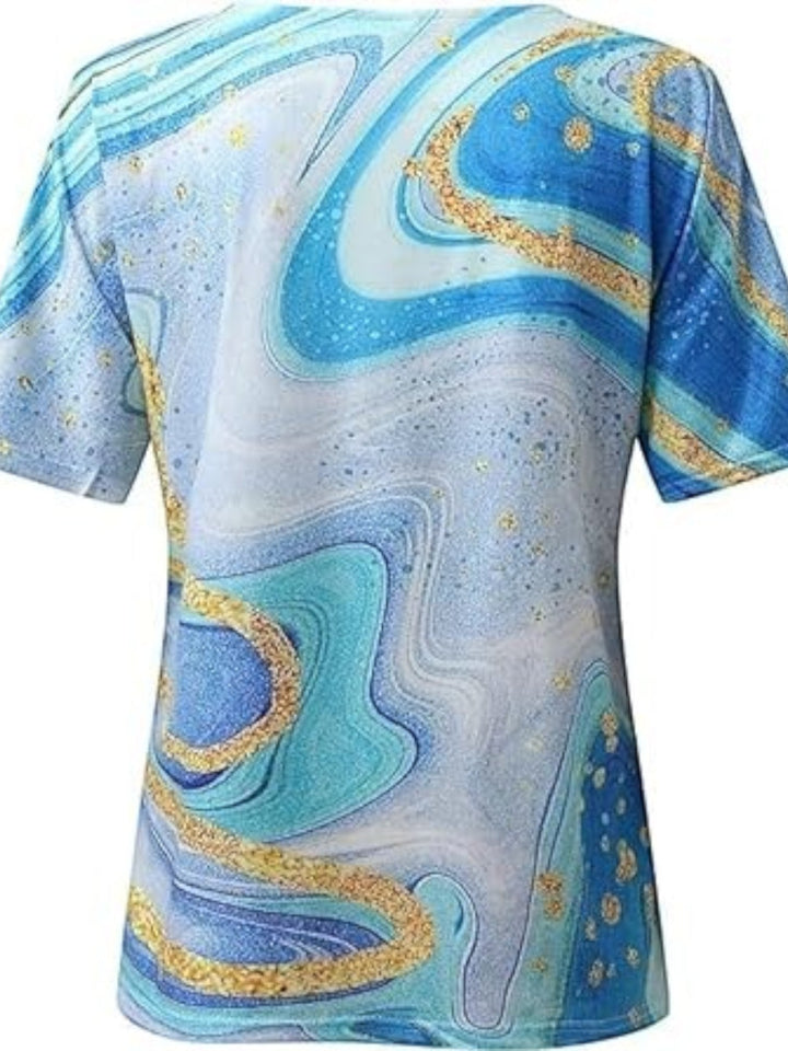 Top bohemio con escote en V para mujer | manga corta