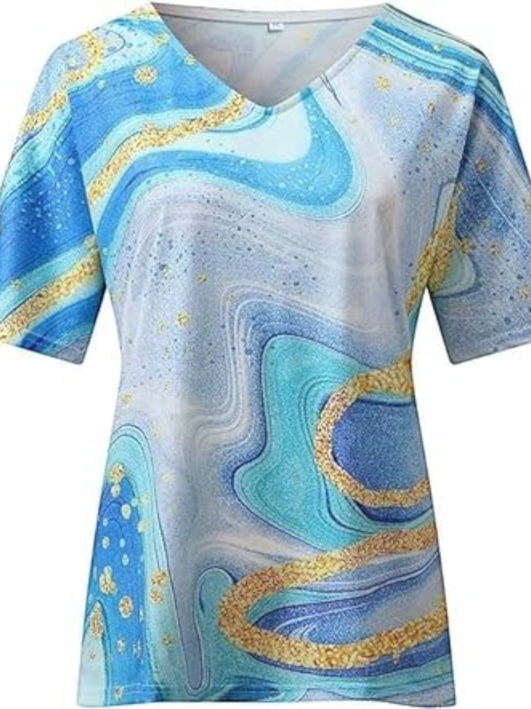 Top bohemio con escote en V para mujer | manga corta