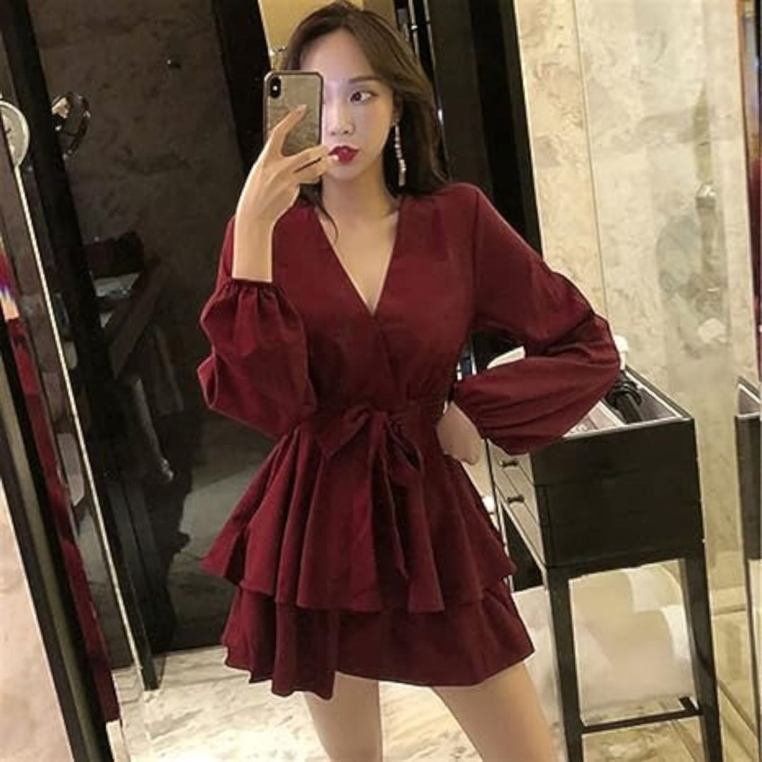 Abito Da Festa Con Volant E Scollo A V Da Donna | Mini