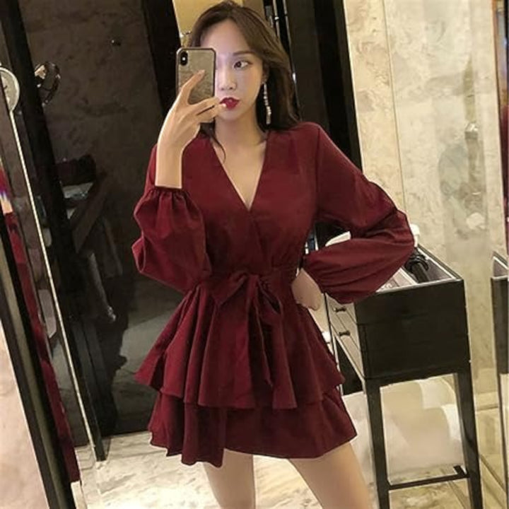 Abito Da Festa Con Volant E Scollo A V Da Donna | Mini