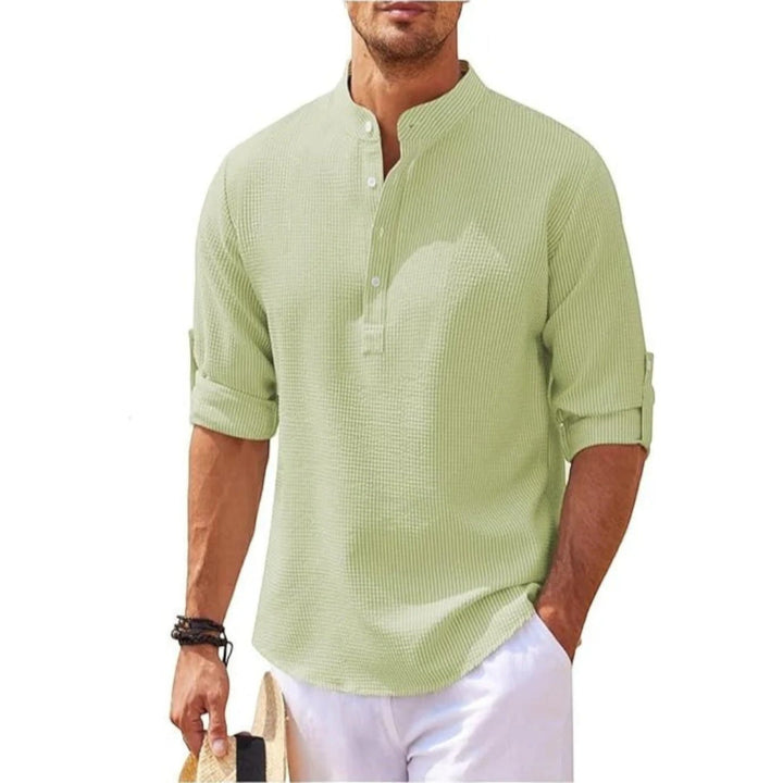 Pascal | Camisa de verano con cuello alto para hombre | Mangas largas