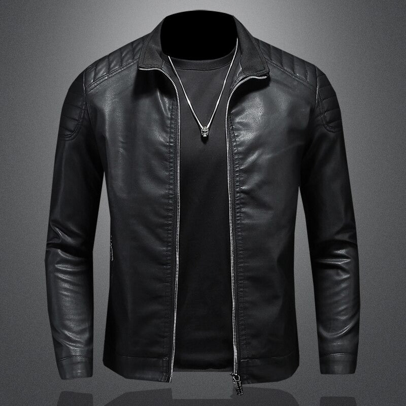 Chaqueta de cuero para motociclista para hombre | Mangas largas