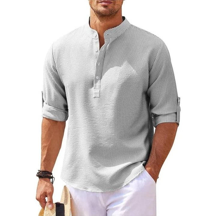 Pascal | Camisa de verano con cuello alto para hombre | Mangas largas