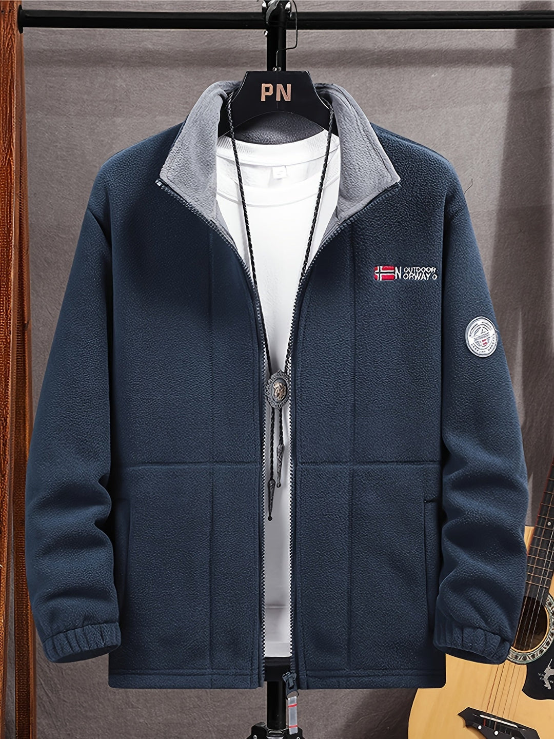 Chaqueta de forro polar para hombre de exterior | Con cuello