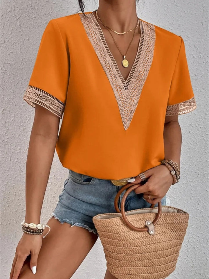 Maëlle | Blusa de Verano con Escote en V para Mujer | Manga Corta