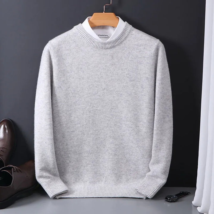 Maglione Girocollo In Cashmere Per Uomo | Manica Lunga