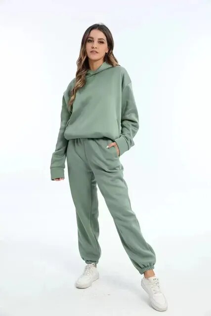 Set Felpa Con Cappuccio E Pantaloni Jogging Per Donna | Invernali