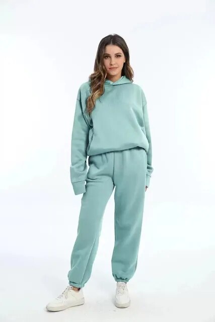 Set Felpa Con Cappuccio E Pantaloni Jogging Per Donna | Invernali