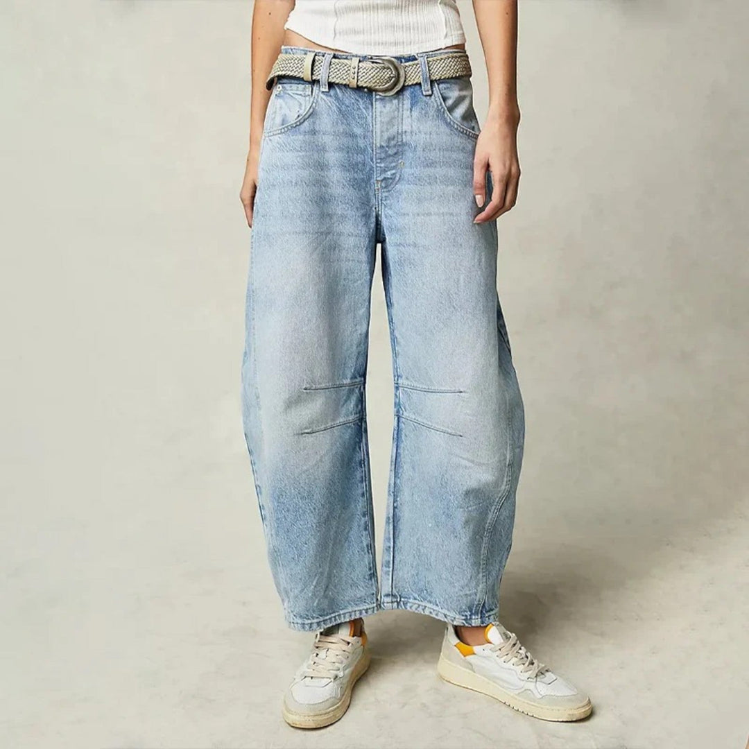 Calista | Pantaloni In Denim Casual A Gamba Larga Per Donna