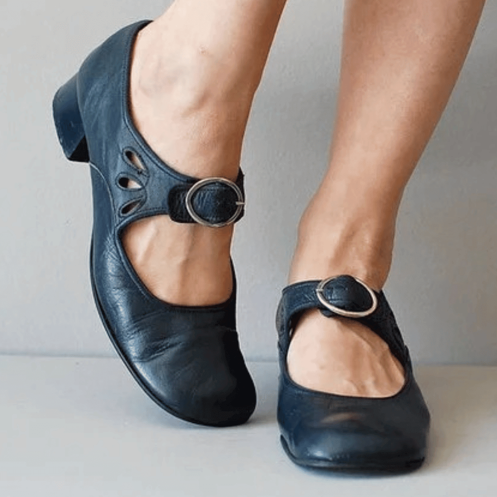 Scarpe In Pelle Con Tacco Da Donna | Con Dettaglio Fibbia