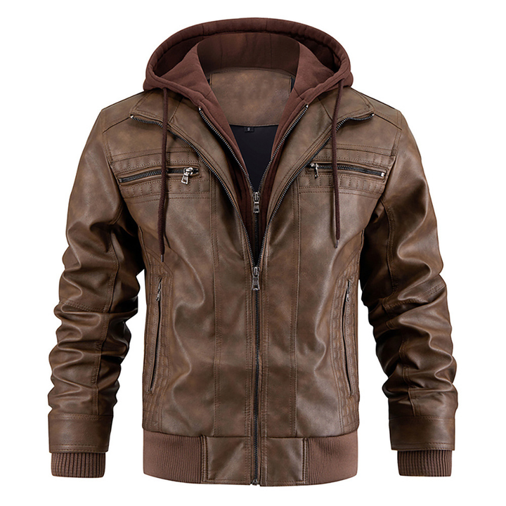 Chaqueta Biker de Piel para Hombre | Con Capucha