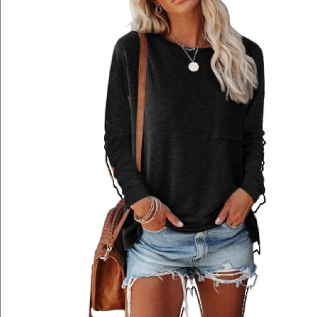 Lilou | Camiseta casual de cuello redondo para mujer | Manga larga