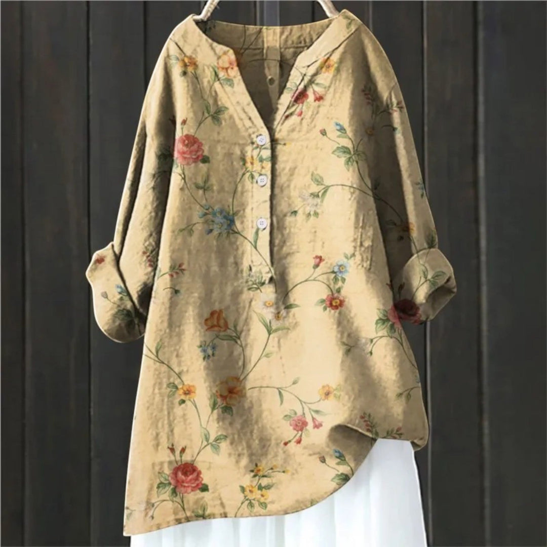 Coralie | Blusa Floral Con Escote En V Para Mujer | Manga Larga