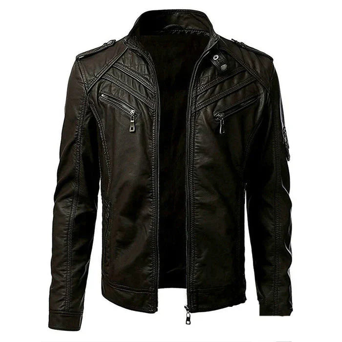 Chaqueta Biker de Piel para Hombre | Con Muchos Bolsillos