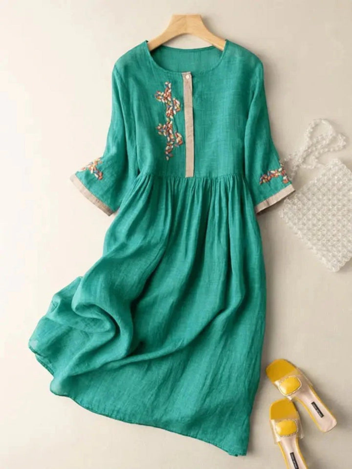 Vestito Estivo A Girocollo Bohémien Per Donna | Midi