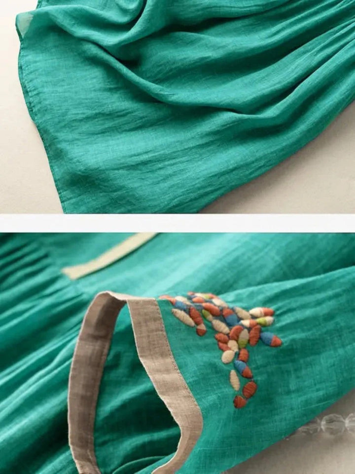 Vestito Estivo A Girocollo Bohémien Per Donna | Midi