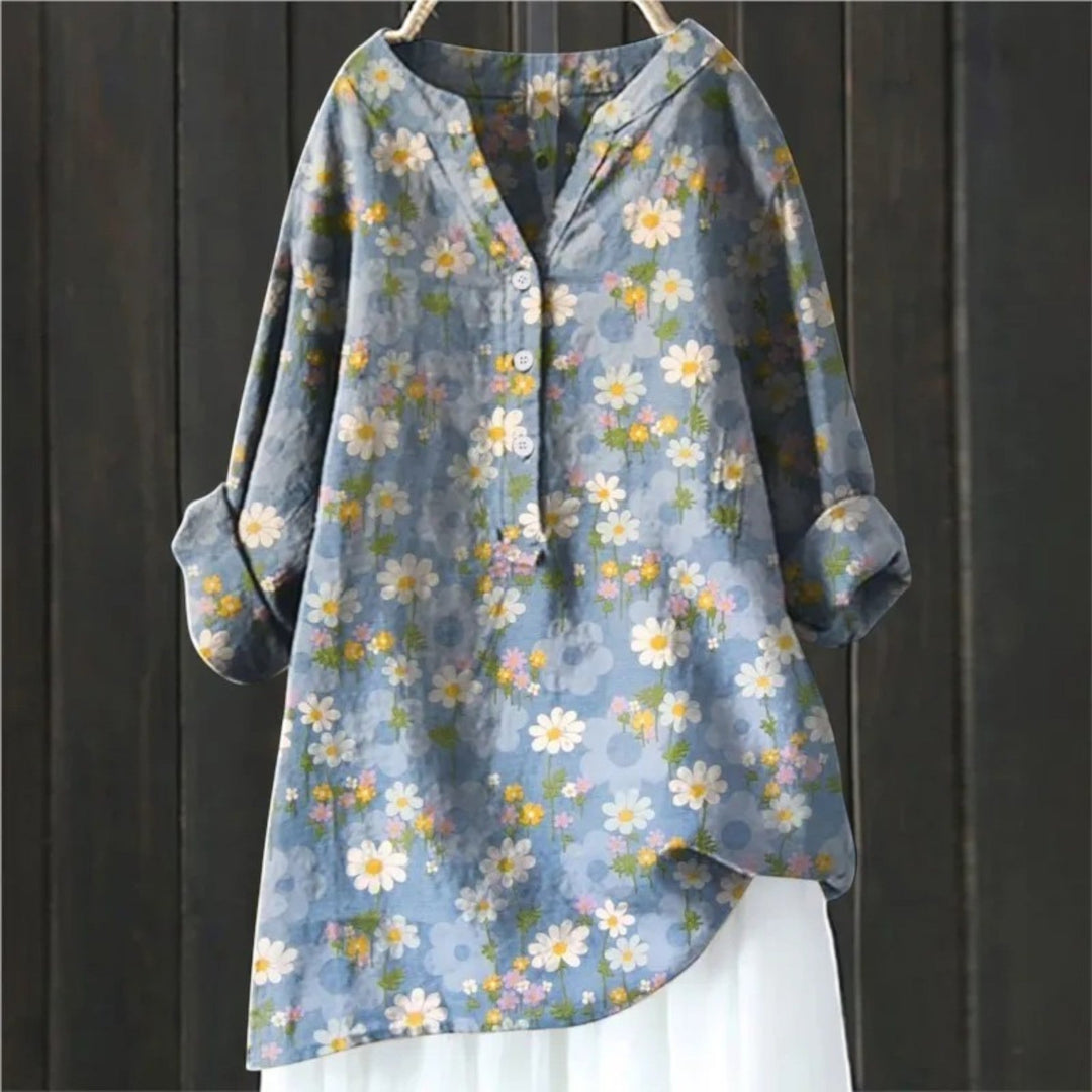 Coralie | Blusa Floral Con Escote En V Para Mujer | Manga Larga