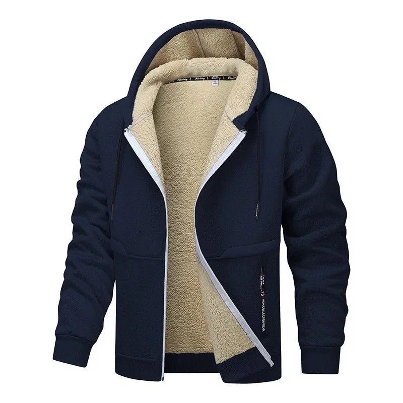 Chaqueta de forro polar casual para hombre con manga larga | Invernal
