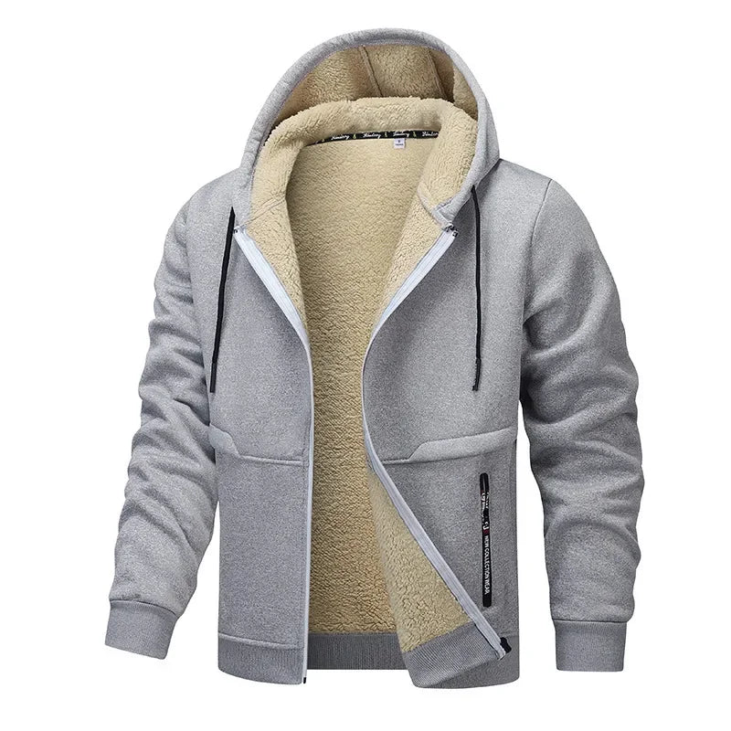Chaqueta de forro polar casual para hombre con manga larga | Invernal