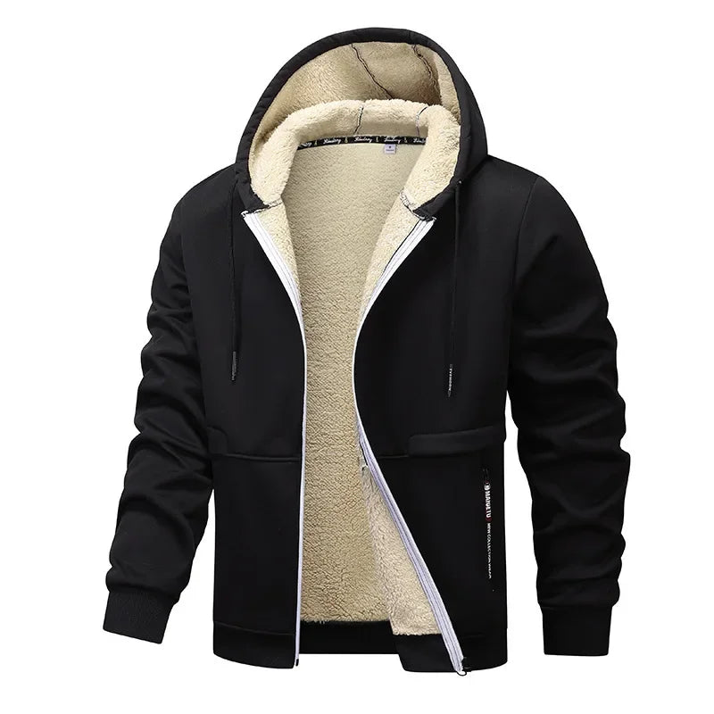 Chaqueta de forro polar casual para hombre con manga larga | Invernal