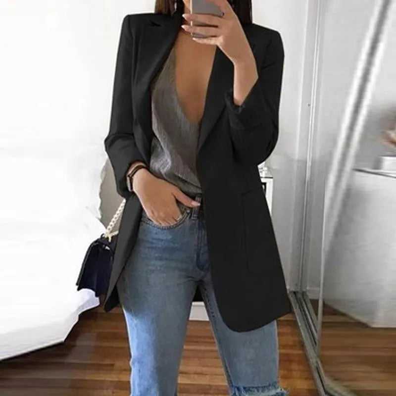 Elegante Blazer Da Donna Aperto Davanti | Manica Lunga