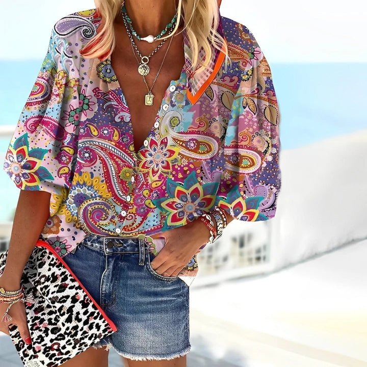 Maëlle | Blusa bohemia con escote en V para mujer